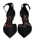 Dolce & Gabbana Black Suede Ankle Strap Heels Pumps Shoes