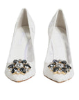 Dolce & Gabbana White Taormina Lace Crystal Heels Pumps Shoes