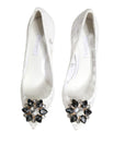 Dolce & Gabbana White Taormina Lace Crystal Heels Pumps Shoes