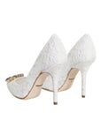 Dolce & Gabbana White Taormina Lace Crystal Heels Pumps Shoes
