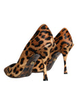 Dolce & Gabbana Brown Leopard Calf Hair Heels Pumps Shoes