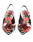Dolce & Gabbana Multicolor Crystal Heels Slingback Shoes