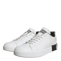 Dolce & Gabbana White Leather Portofino Low Top Sneakers Shoes