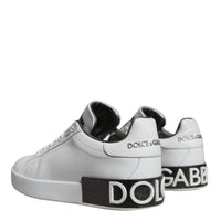 Dolce & Gabbana White Leather Portofino Low Top Sneakers Shoes