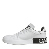 Dolce & Gabbana White Leather Portofino Low Top Sneakers Shoes