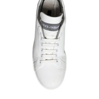 Dolce & Gabbana White Leather Portofino Low Top Sneakers Shoes