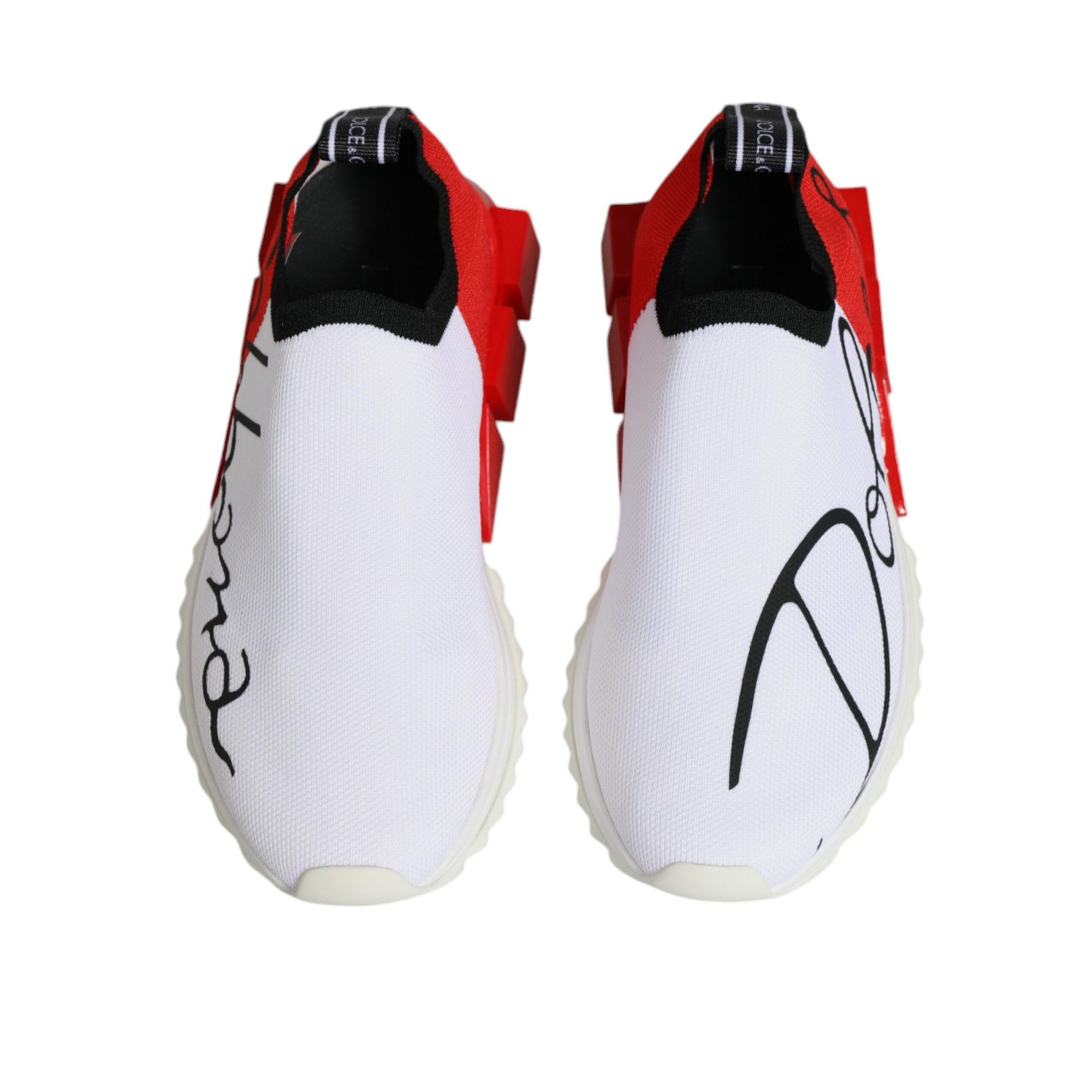 Dolce & Gabbana White Red Low Top Sorrento Men Sneakers Shoes