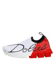 Dolce & Gabbana White Red Low Top Sorrento Men Sneakers Shoes