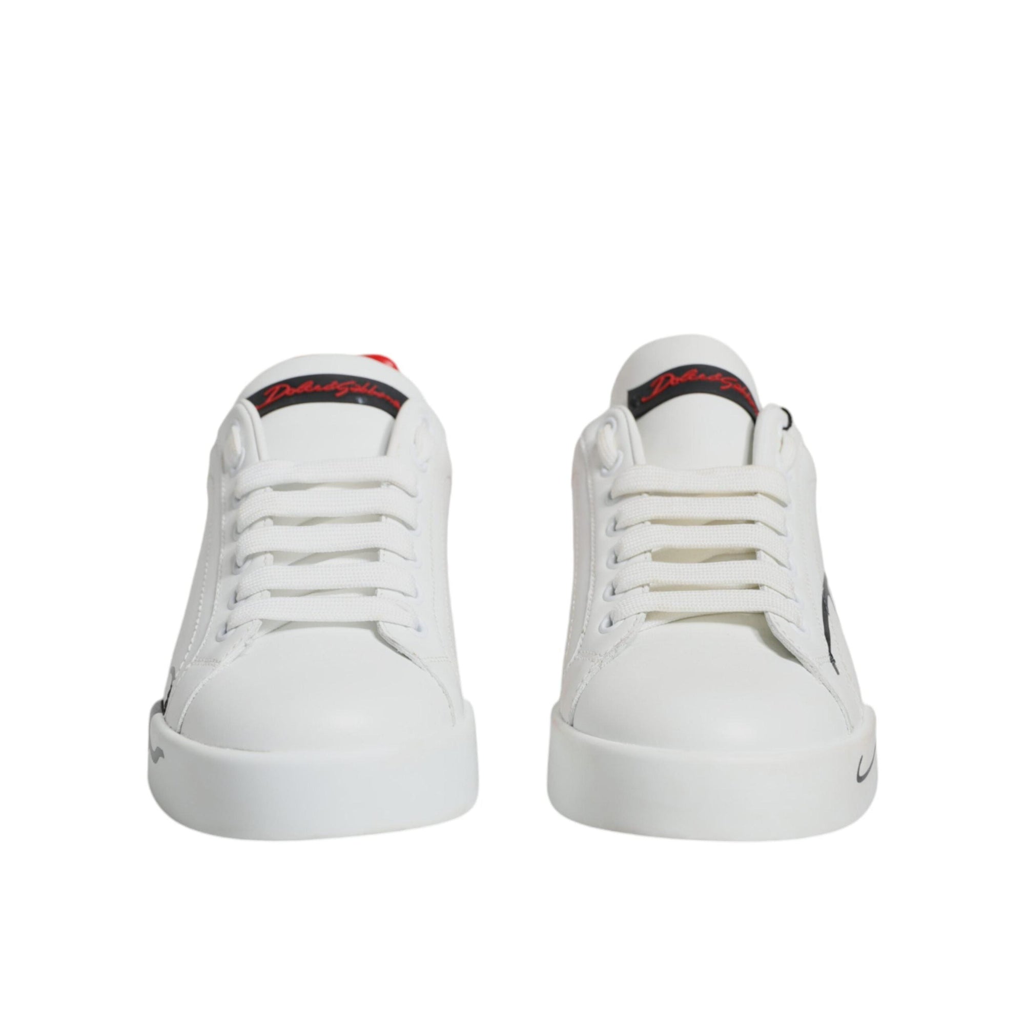 Dolce & Gabbana White Red Portofino Low Top Sneakers Shoes
