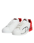 Dolce & Gabbana White Red Portofino Low Top Sneakers Shoes