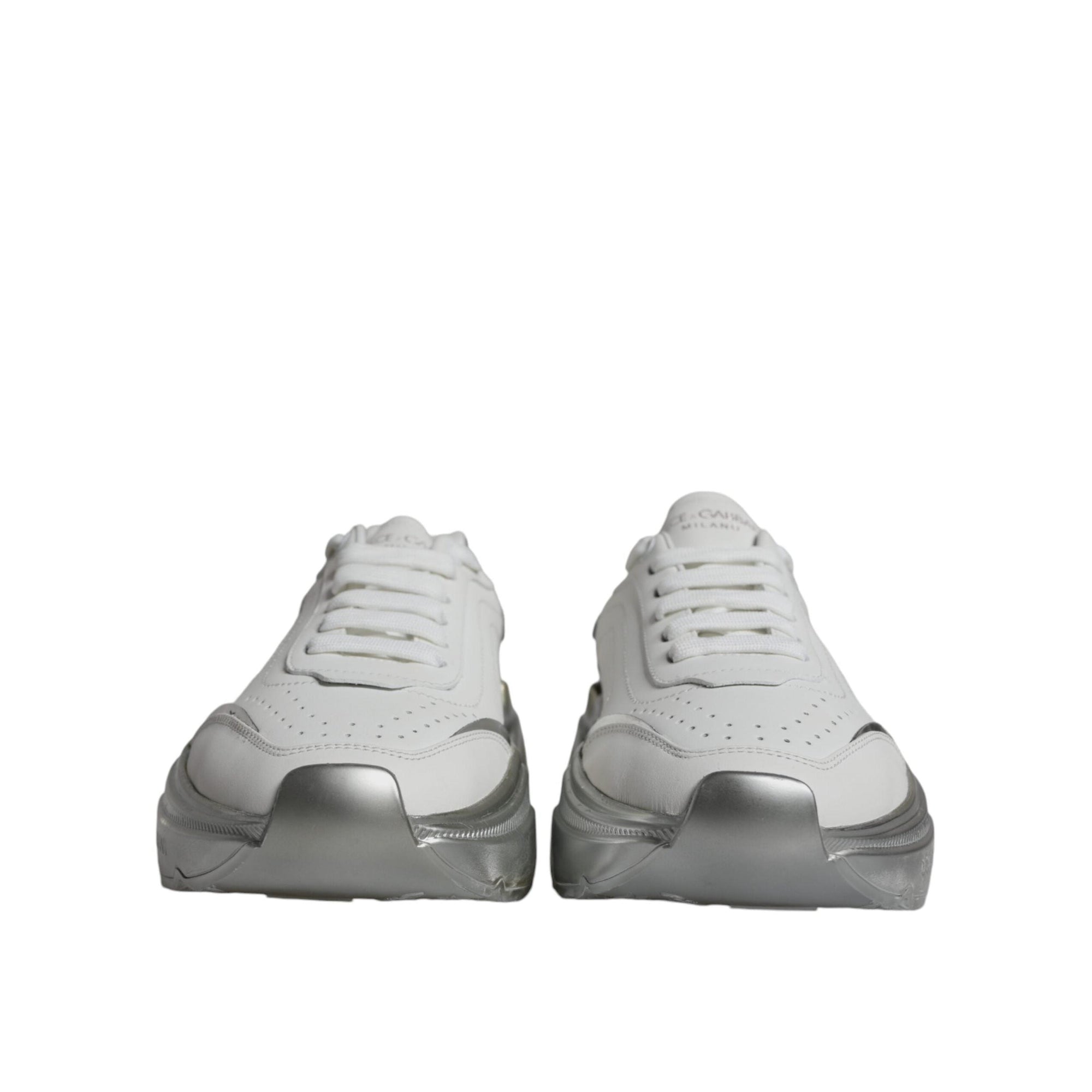 Dolce & Gabbana Silver White Daymaster Low Top Sneakers Shoes