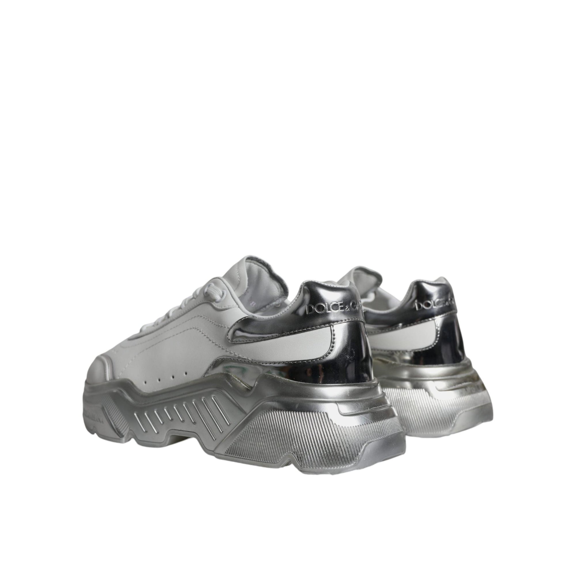 Dolce & Gabbana Silver White Daymaster Low Top Sneakers Shoes