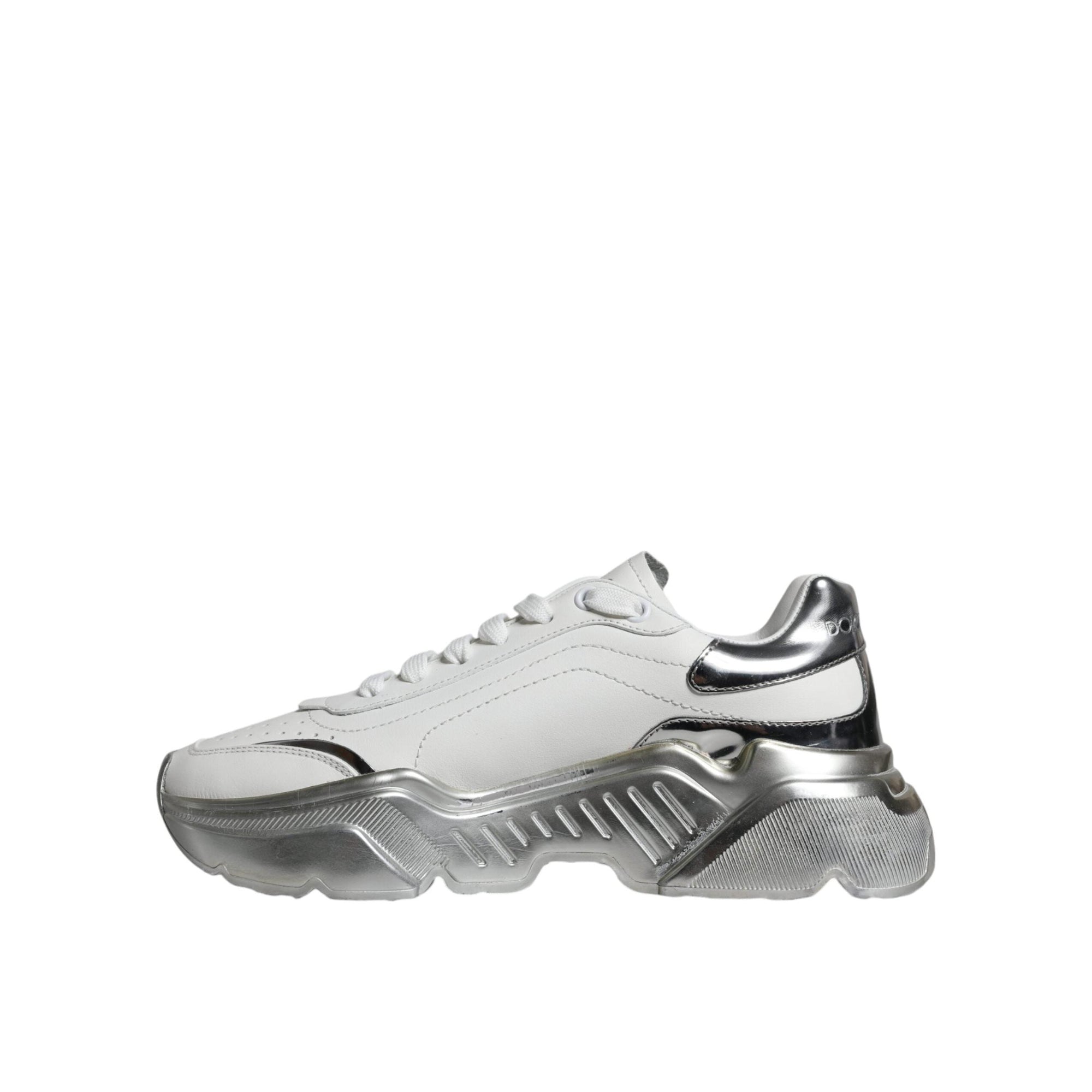 Dolce & Gabbana Silver White Daymaster Low Top Sneakers Shoes