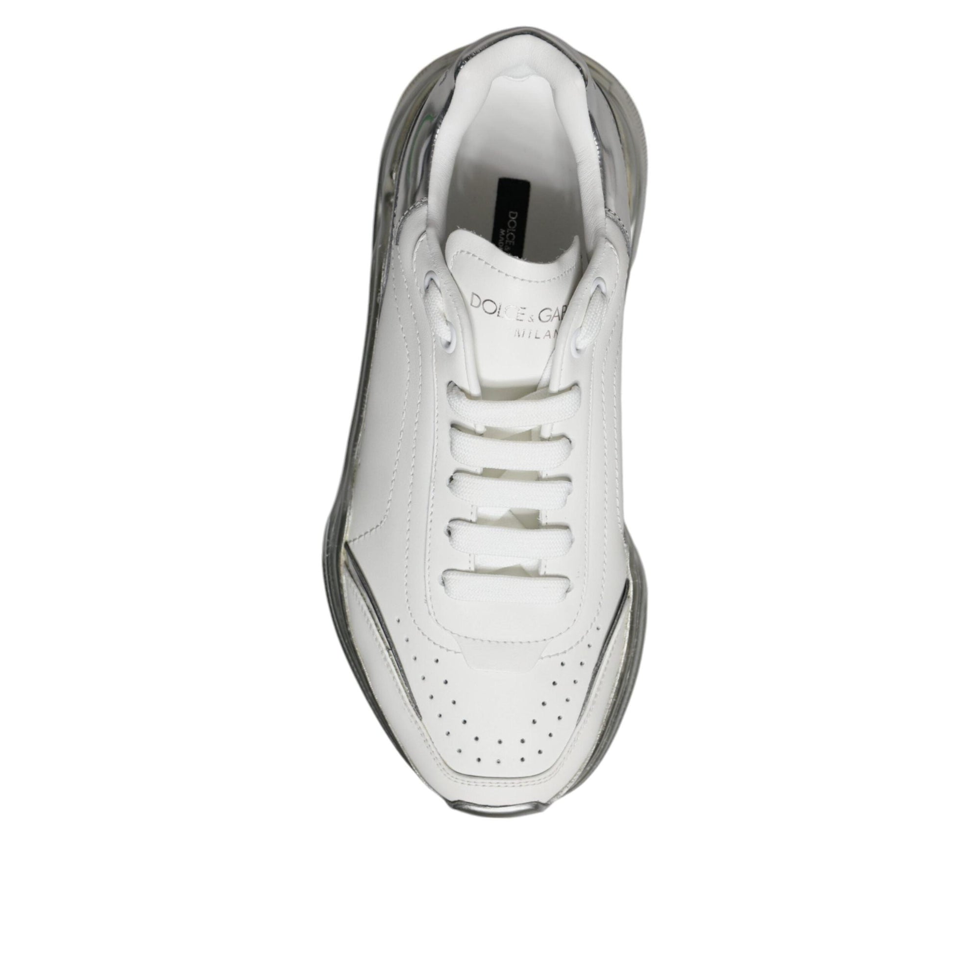 Dolce & Gabbana Silver White Daymaster Low Top Sneakers Shoes