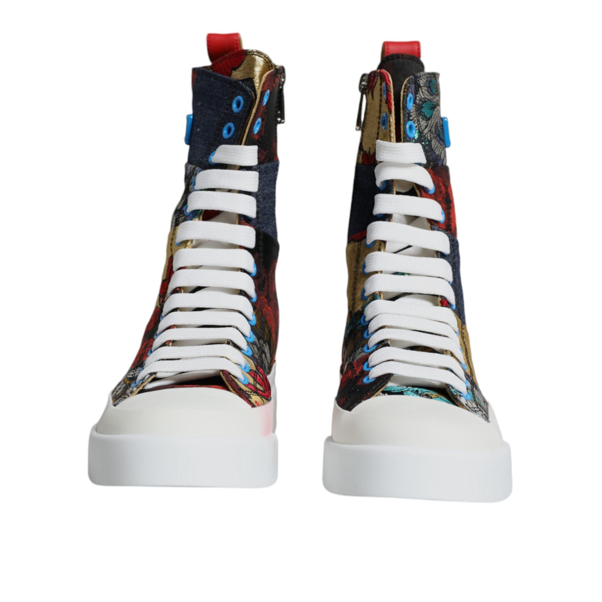 Dolce & Gabbana Multicolor Patchwork Logo High Top Sneakers Shoes