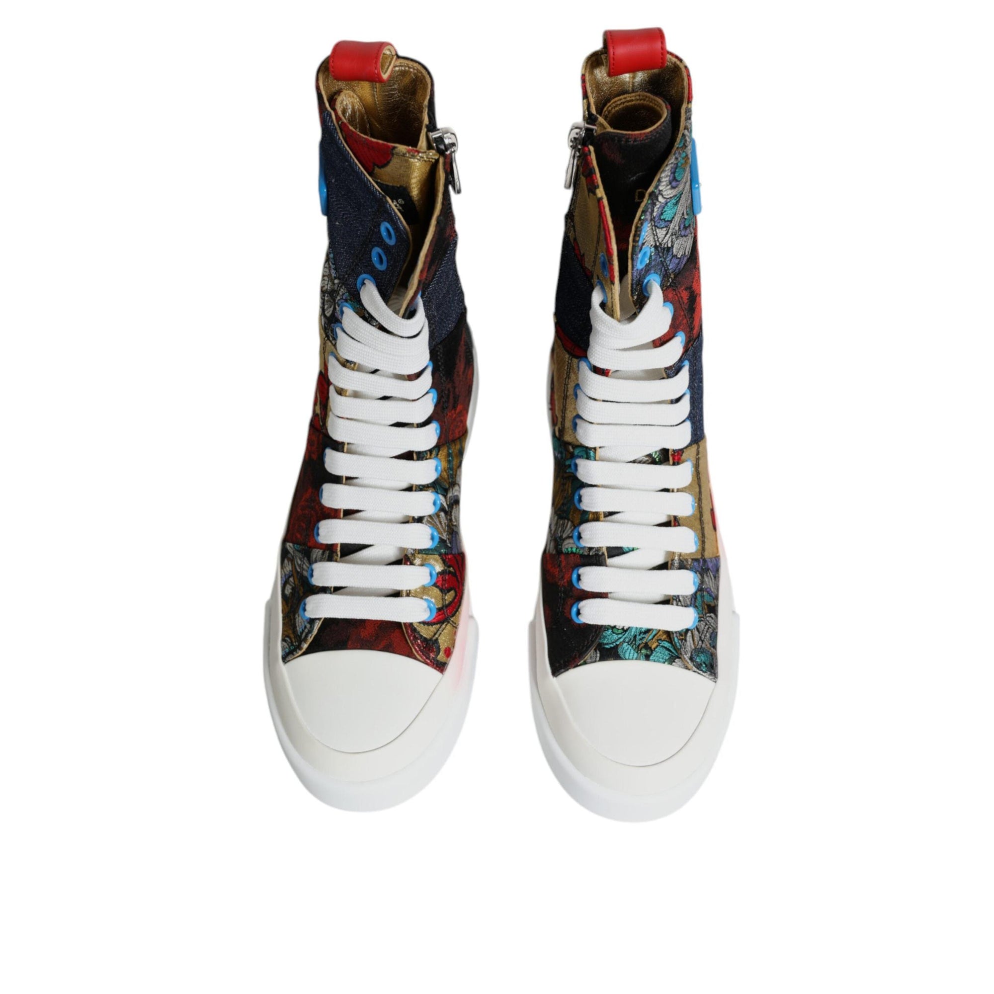 Dolce & Gabbana Multicolor Patchwork Logo High Top Sneakers Shoes