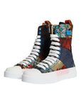 Dolce & Gabbana Multicolor Patchwork Logo High Top Sneakers Shoes