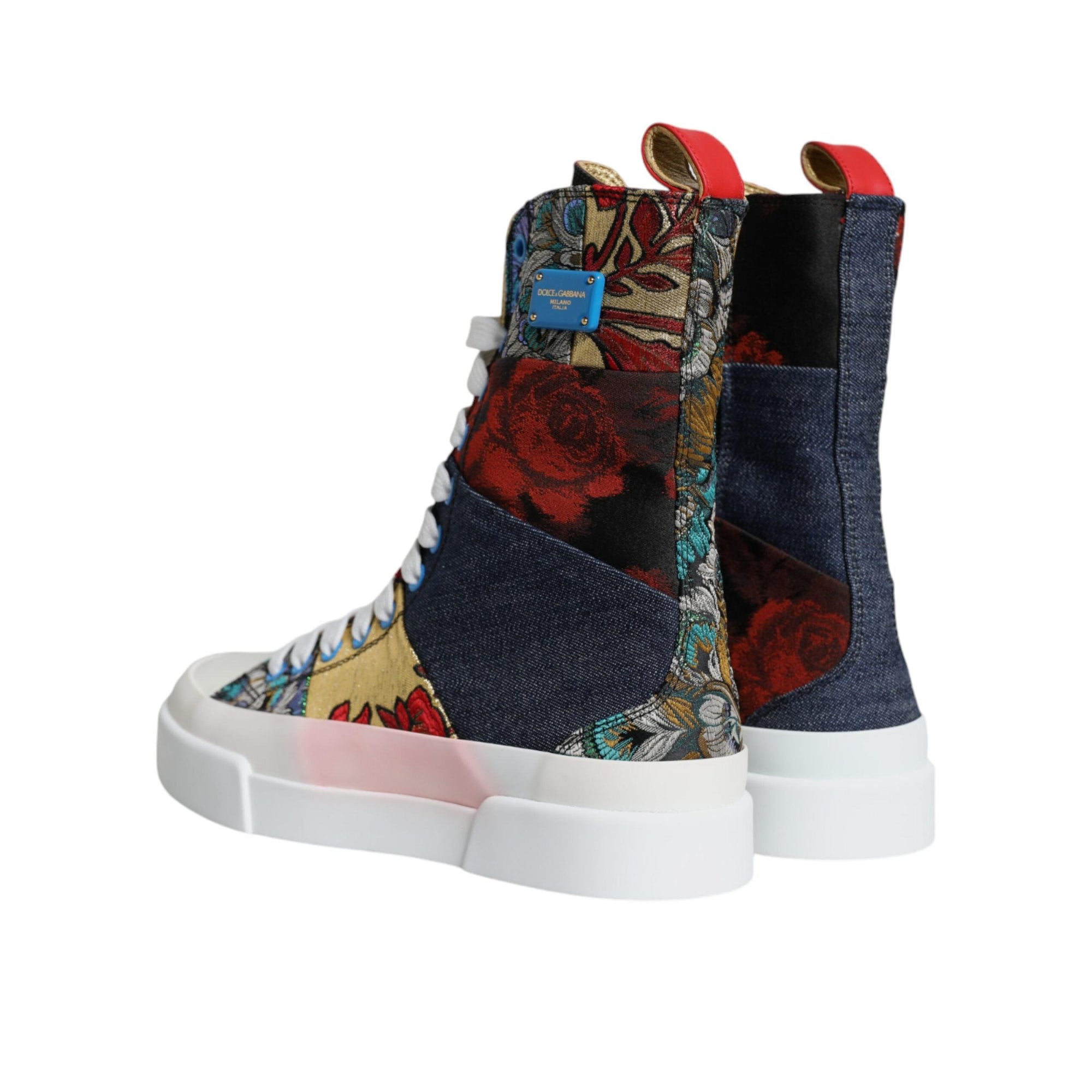 Dolce & Gabbana Multicolor Patchwork Logo High Top Sneakers Shoes