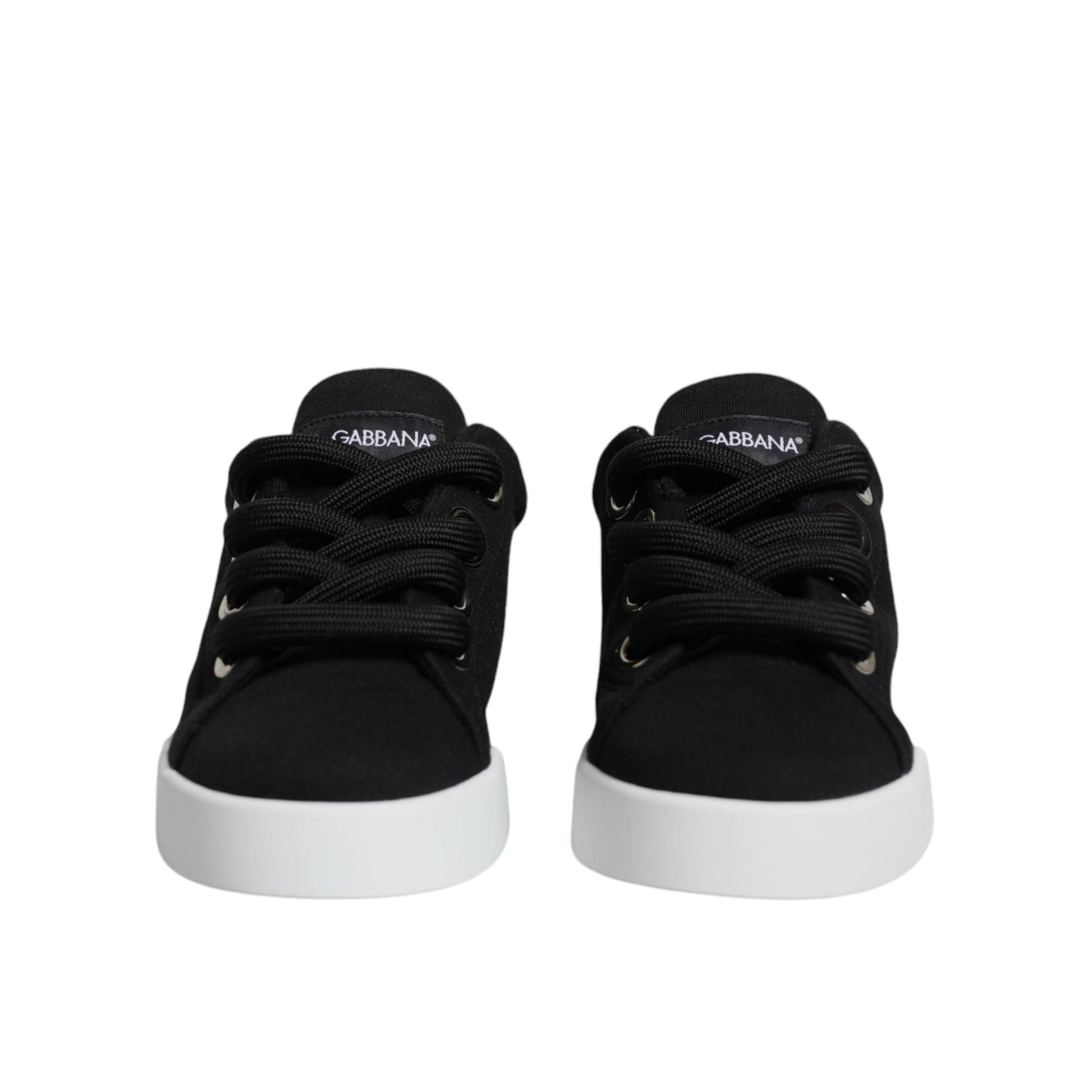 Dolce & Gabbana Black White Portofino Low Top Sneakers Shoes