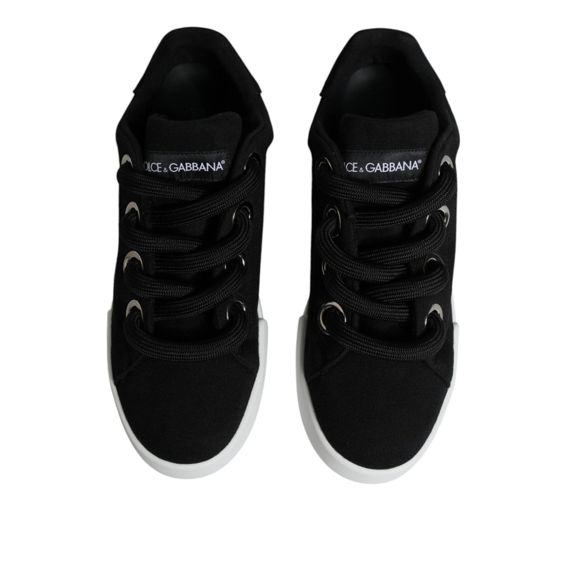Dolce & Gabbana Black White Portofino Low Top Sneakers Shoes