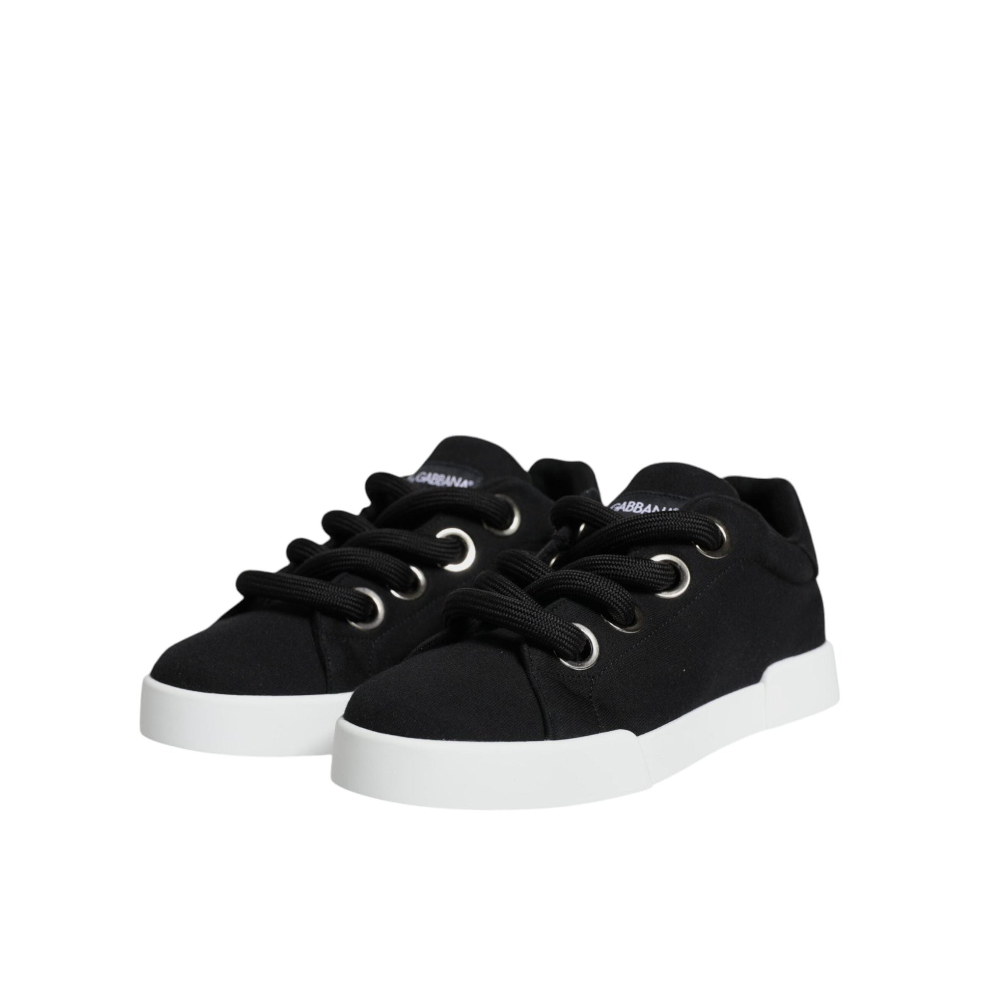 Dolce & Gabbana Black White Portofino Low Top Sneakers Shoes