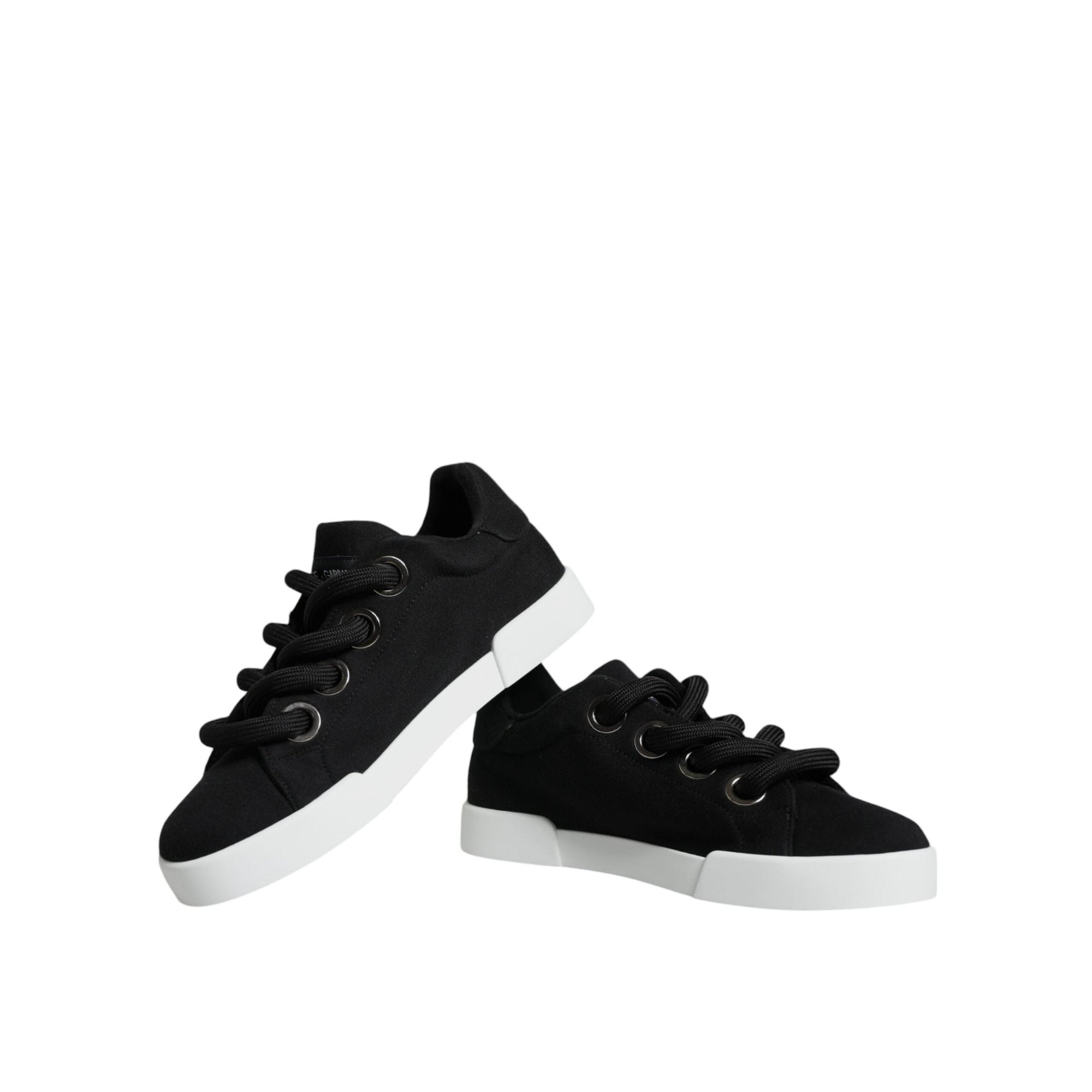 Dolce & Gabbana Black White Portofino Low Top Sneakers Shoes