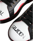 Dolce & Gabbana White Red Crystals Leather Portofino Sneakers Shoes