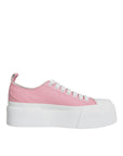 Dolce & Gabbana Pink White Canvas Logo Low Top Sneakers Shoes
