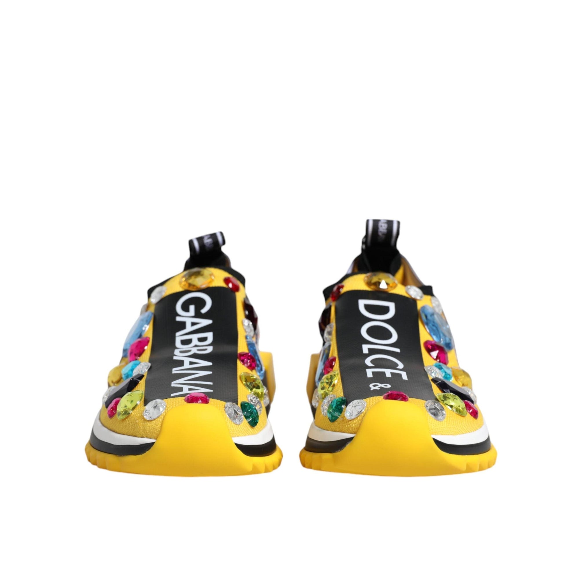 Dolce & Gabbana Yellow Sorrento Crystals Low Top Sneakers Shoes