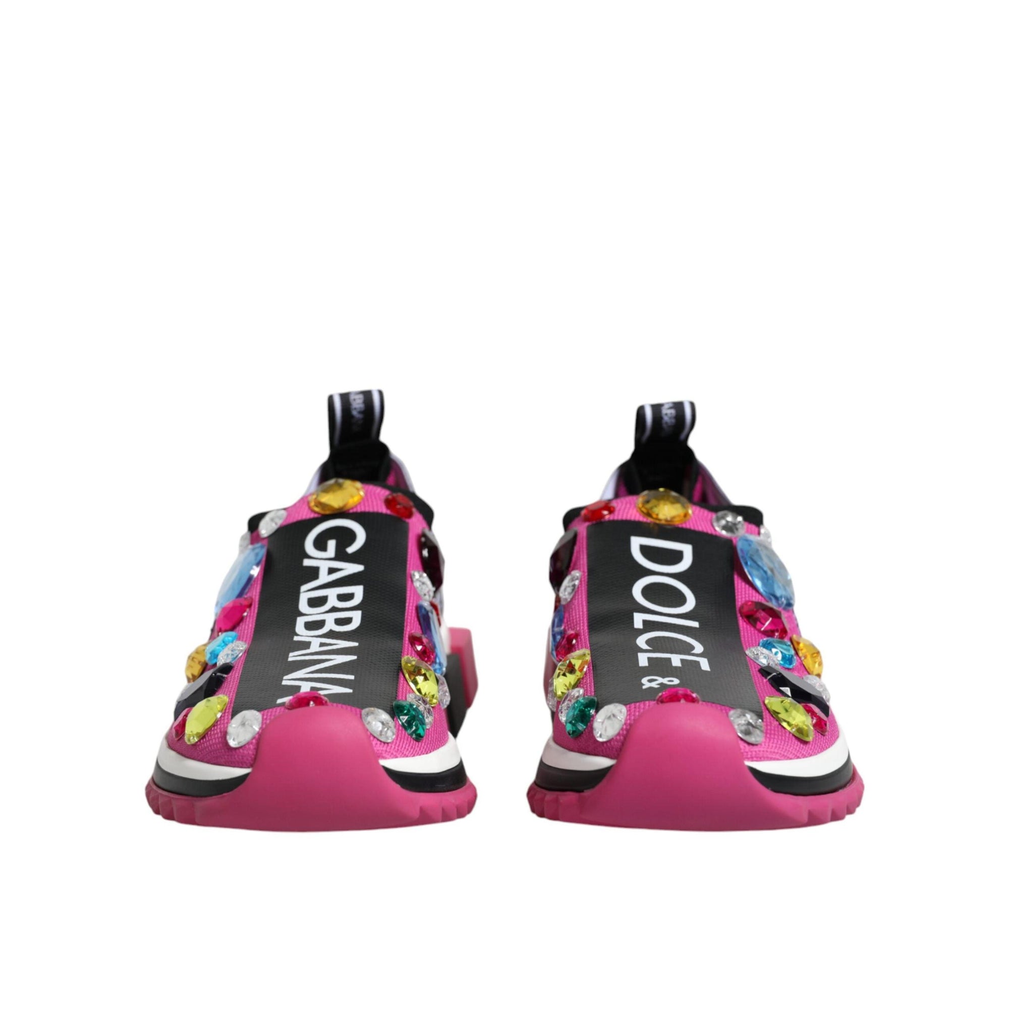 Dolce & Gabbana Pink Sorrento Crystals Low Top Sneakers Shoes