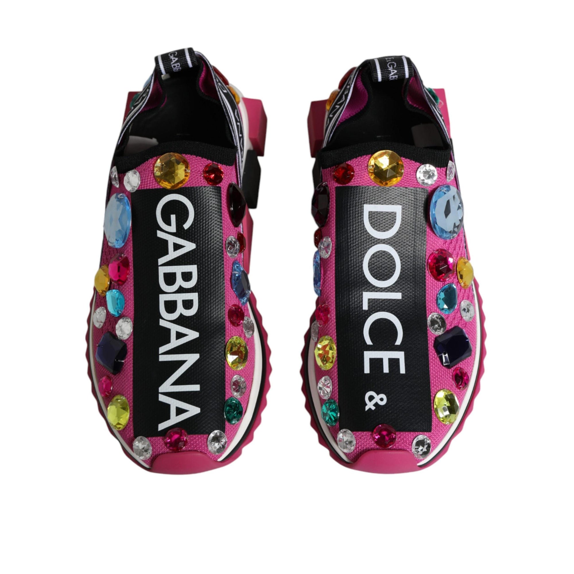Dolce & Gabbana Pink Sorrento Crystals Low Top Sneakers Shoes