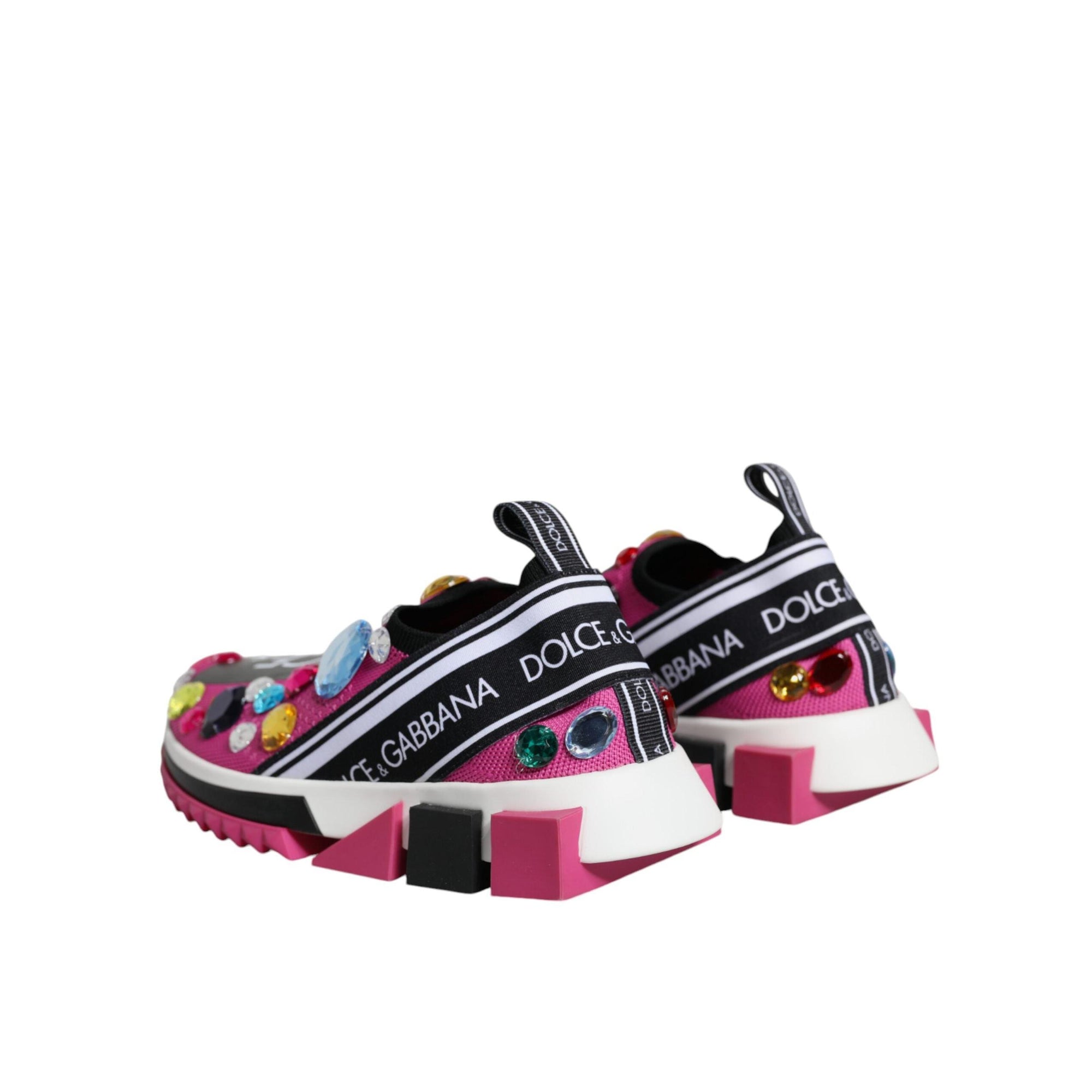 Dolce & Gabbana Pink Sorrento Crystals Low Top Sneakers Shoes