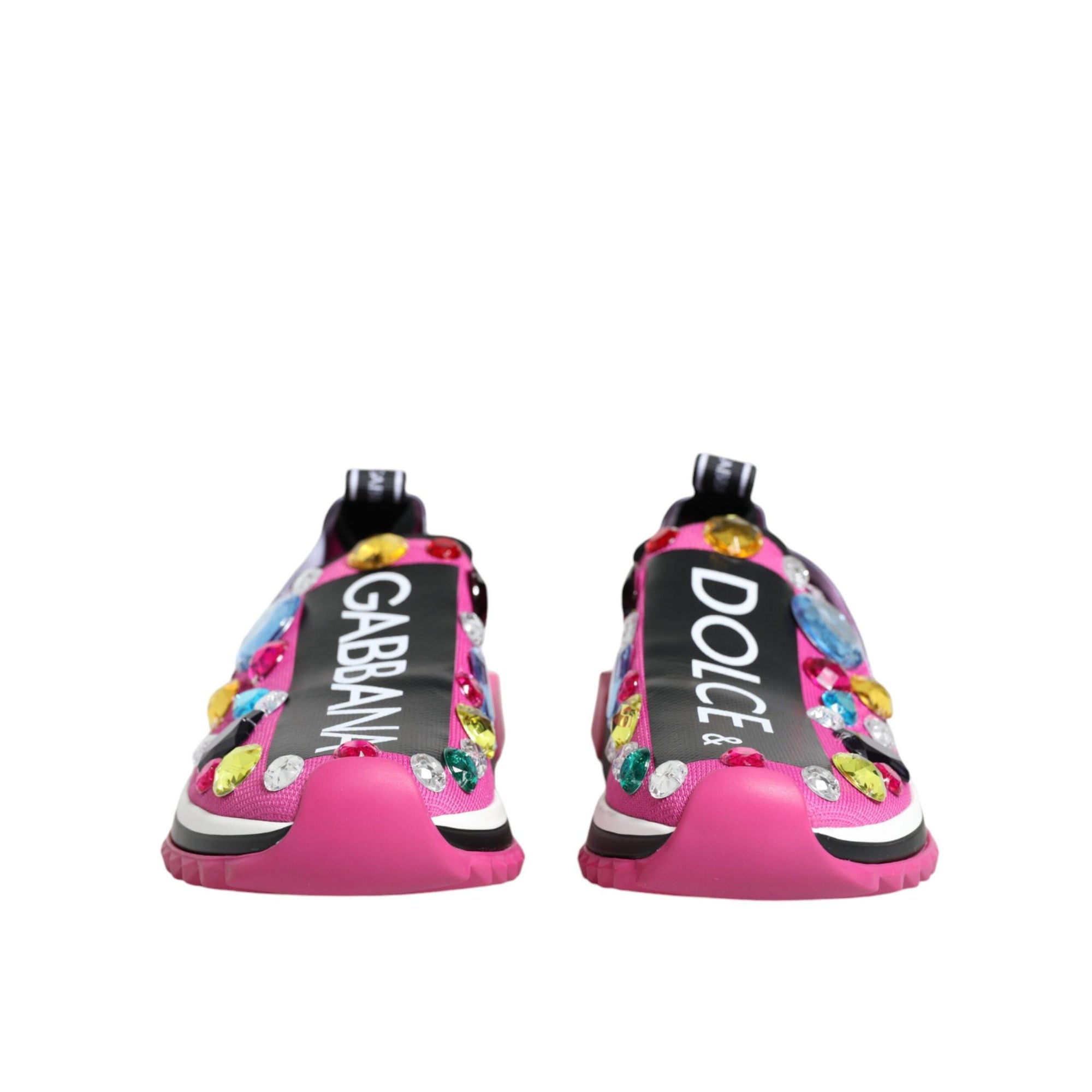 Dolce & Gabbana Pink Sorrento Crystals Low Top Sneakers Shoes