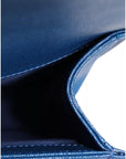 Chanel Blue Lambskin Double Chain Leather Medium Shoulder Bag