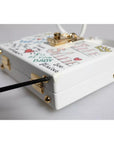 Dolce & Gabbana White Graffiti Print Clutch Crossbody Bag