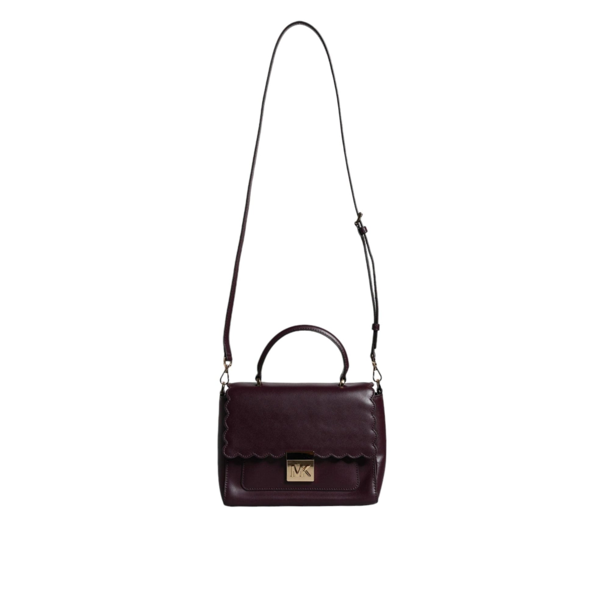 Michael Kors Purple Leather Logo Plaque Crossbody MINDY Satchel Bag
