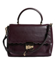 Michael Kors Purple Leather Logo Plaque Crossbody MINDY Satchel Bag