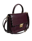 Michael Kors Purple Leather Logo Plaque Crossbody MINDY Satchel Bag