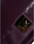 Michael Kors Purple Leather Logo Plaque Crossbody MINDY Satchel Bag