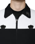Dolce & Gabbana Black White DG Crown Full Zip Blouson Jacket