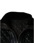 Dolce & Gabbana Black Calf Leather Quilted Full Zip Jacket