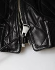Dolce & Gabbana Black Calf Leather Quilted Full Zip Jacket