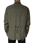 Dolce & Gabbana Military Green Cotton Bend Collared Coat Jacket