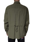 Dolce & Gabbana Military Green Cotton Bend Collared Coat Jacket