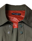 Dolce & Gabbana Military Green Cotton Bend Collared Coat Jacket