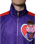 Dolce & Gabbana Purple YEAR OF THE PIG Full Zip Bomber Jacket
