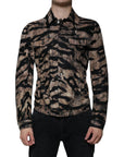 Dolce & Gabbana Brown Tiger Button Down Collared Jacket