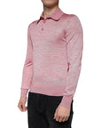 Dolce & Gabbana Pink Polyester Long Sleeve Men Polo T-shirt
