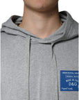 Dolce & Gabbana Gray Cotton Logo Hooded Sweatshirt Sweater