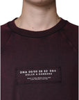 Dolce & Gabbana Maroon Logo Crew Neck Men Sweatshirt Sweater